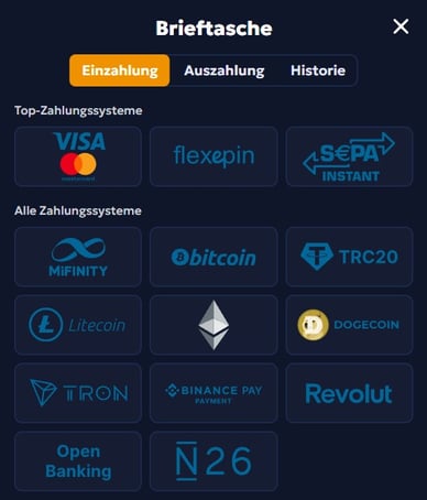 CasperBets Casino Online Einzahlungsmethoden