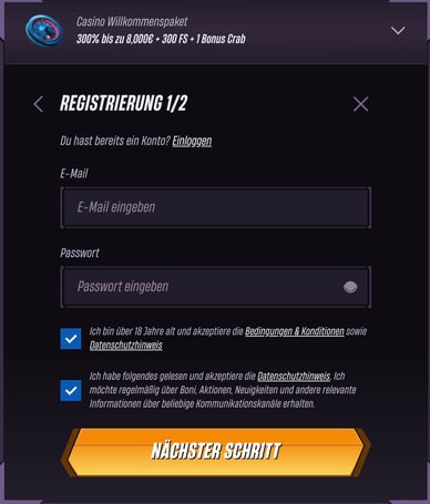 WinRolla Casino Registrierung und Login
