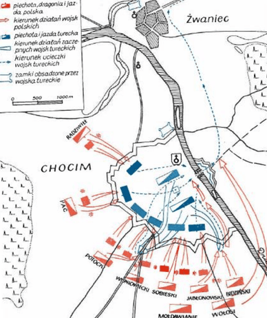 Історична схема битви під Хотином 9–11 листопада 1673 року