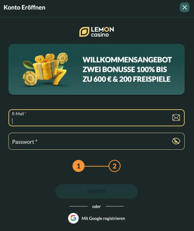 Anmeldung Casino Casino Lemon Registrierung