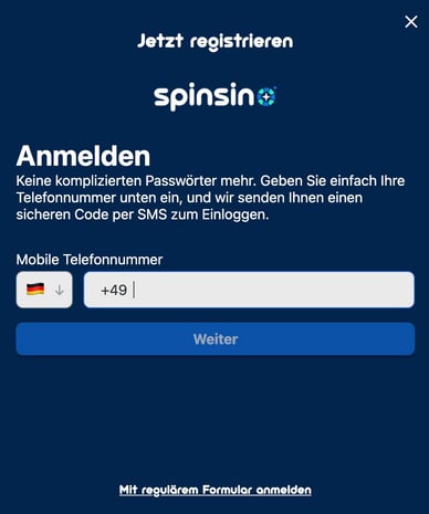 Spinsinocasino Registrierung