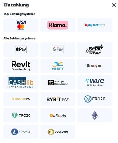 Einzahlungsmethoden Casino Einzahlungs in Megarich Online Casino
