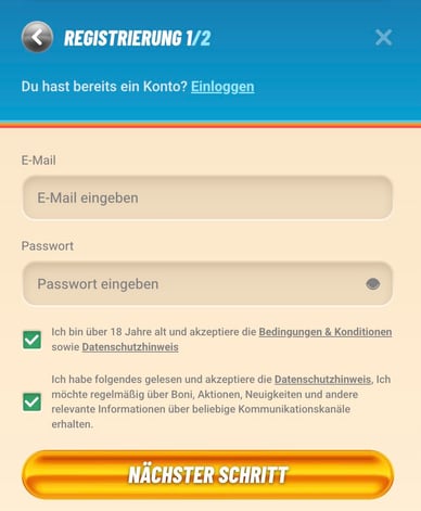 Anmeldung Vegasino Online Casino