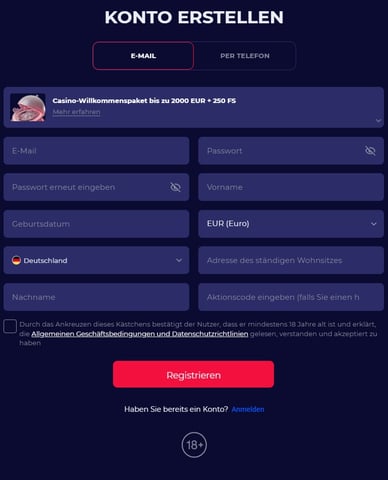 Anmeldung Casino Registrierung CasinoAndYou