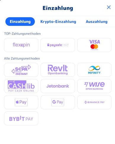 Casino Joy Online Einzahlungsmethoden