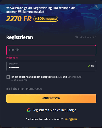 Winshark Registrierung Winshark Casino Registrierung