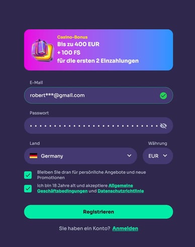 Registrierung für ein Casino bei WinSpirit - Schritt-für-Schritt-Anleitung