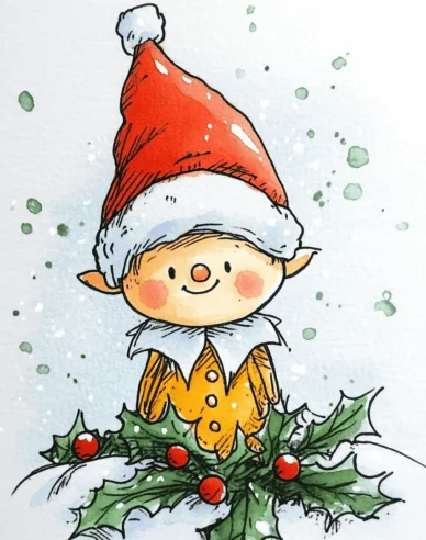 dibujos de elfos de Navidad