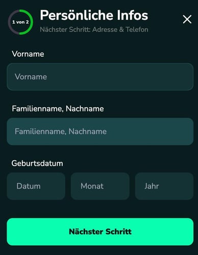 Geben Sie Ihre persönlichen Daten ein