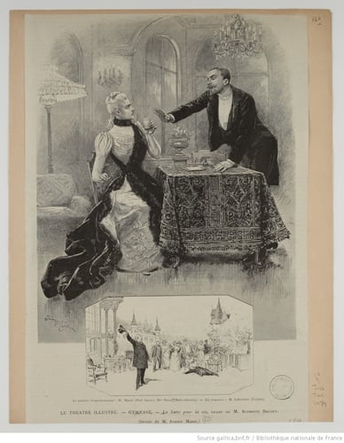 Illustration théâtrale de La Lutte pour la vie, drame d’Alphonse Daudet.