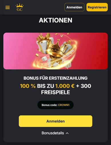 GoldenCrown Online Casino Willkommensbonus