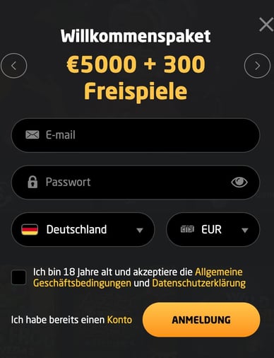 Registrierungsprozess im Stay Casino