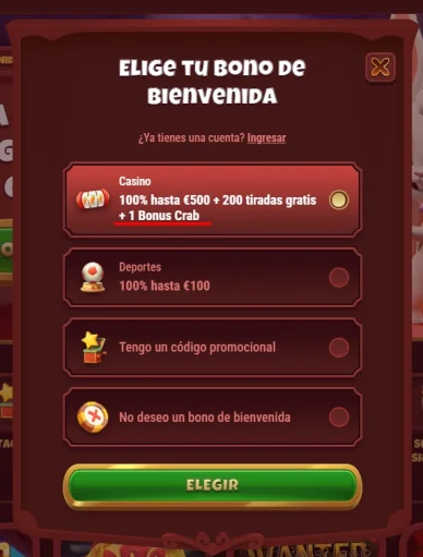 Bonus Crab en Magius Casino