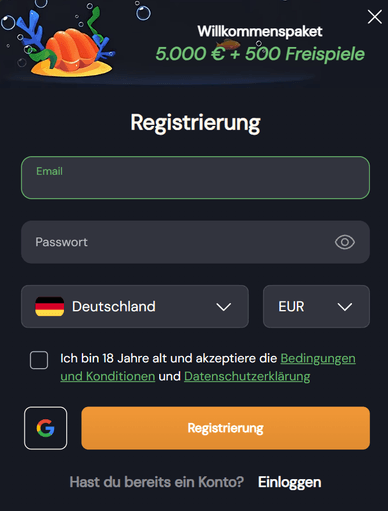 Anmeldung im Casino Registrierung im Slotozen Casino