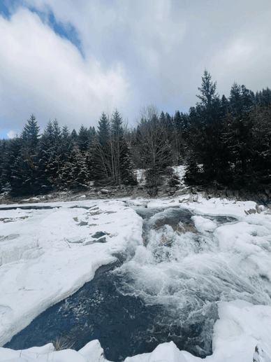 Зимовий краєвид Мізунських порогів Мізунські водоспади взимку