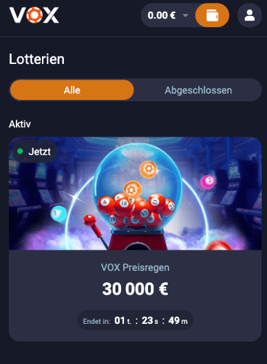 Lotterie in Casino Lotterie in Vox Casino Online