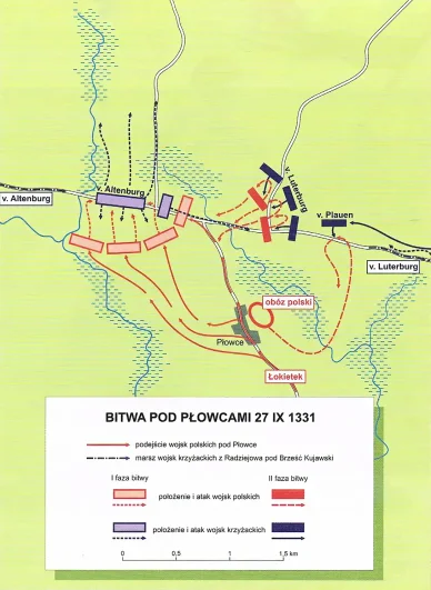 Bitwa pod Płowcami: mapa dwóch etapów bitwy