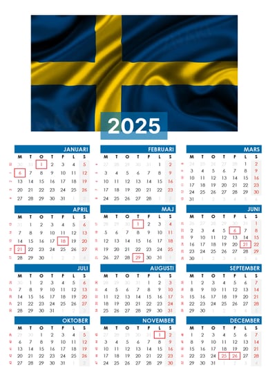 Kalender 2025 Kalender Röda dagar 2025