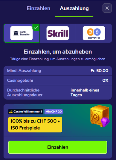 Auszahlung Auszahlung im Browinner Casino
