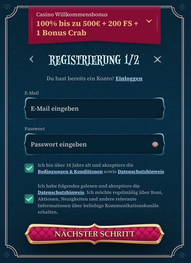 BetAlice Casino Registrierungsmethoden