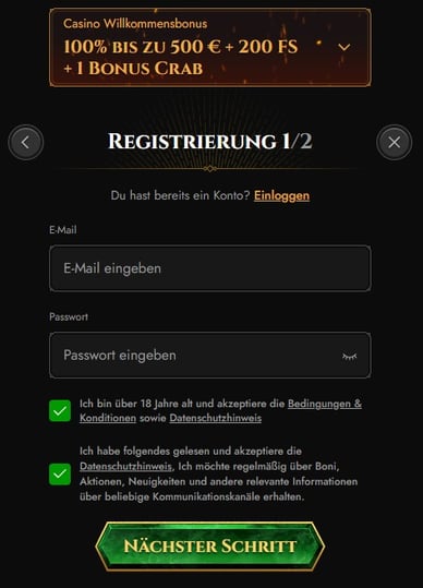 Regestriren im Casino Online-Casino mit Wero registrieren