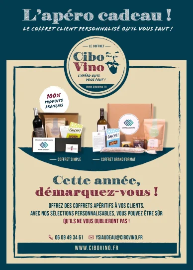 Cibo Vino coffrets cadeaux professionnels. Cibo Vino coffrets apéro pour entreprises.