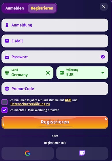 Anmelden Casino Registrierung in Lolly Spins Casino