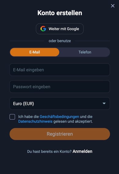 Registrierung in Casino Vox Casino DE Registrierung