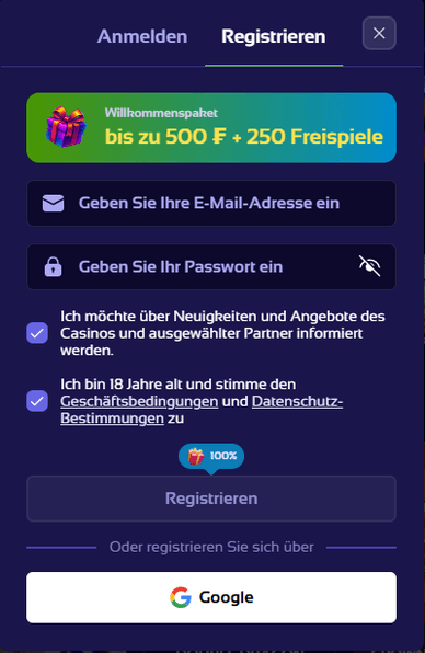 Registrierung Registrierung im Browinner