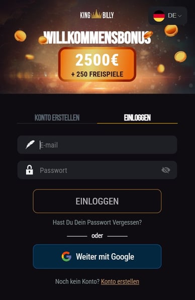 Login im King Billy Casino