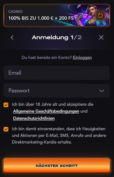 Anmeldung Casino Registrierung Mad Casino