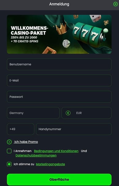 Anmeldung im Casino Registrierung im Casino Velobet DE