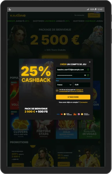 Formulaire d’inscription Kaasino.