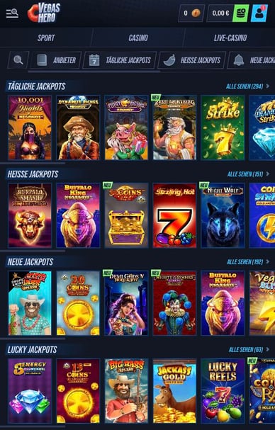 Casino VegasHero Jackpot-Spiele