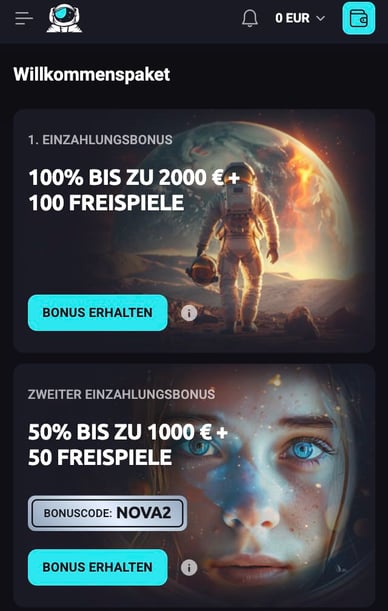 Willkommensboni Novadreams Casino DE