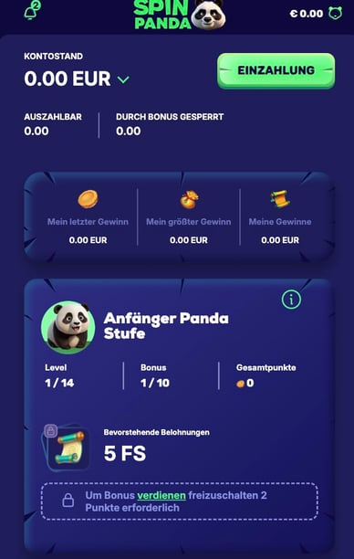 Spin Panda Casino DE Missionen