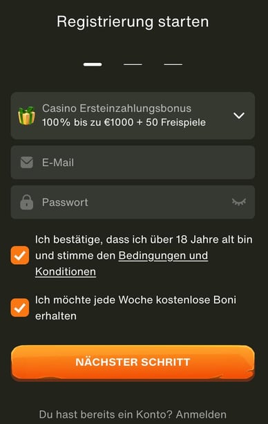 Cashwin Registrierung