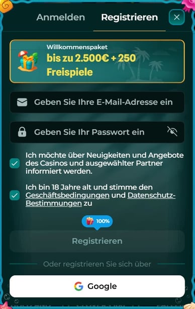 Registrierung Casino Slotrize