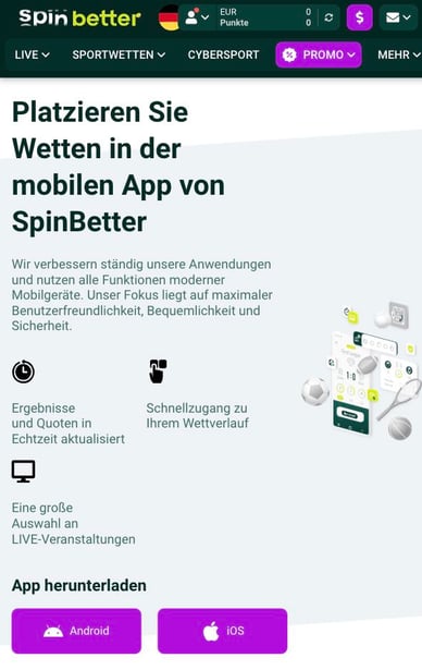 Casino Anwendung Spinbetter Casino App