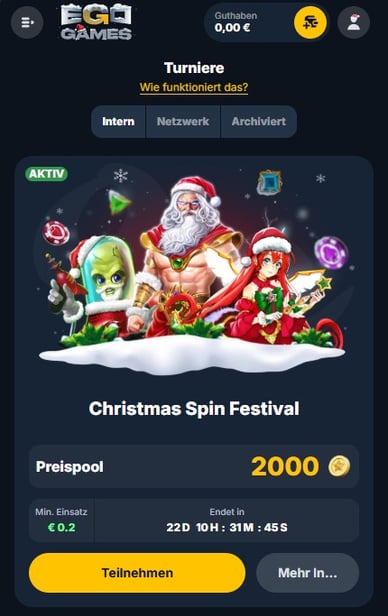 Turniere Programm in Casino Turniere Ego Game Casino