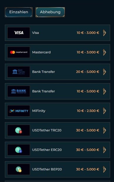 Monsterwin Casino DE Auszahlungsmethoden
