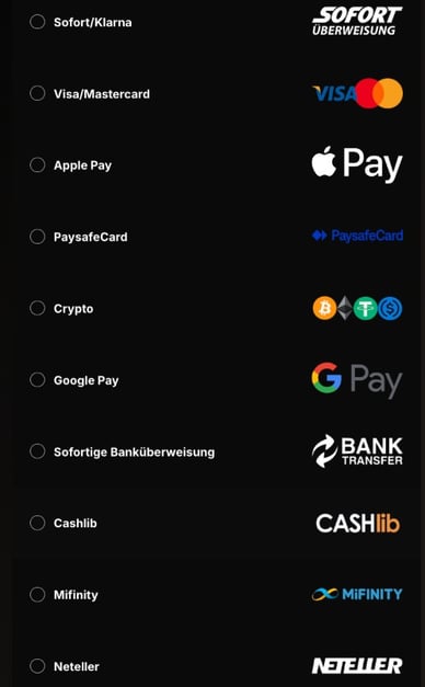 Einzahlung im Casino Uspin 1 Deposit