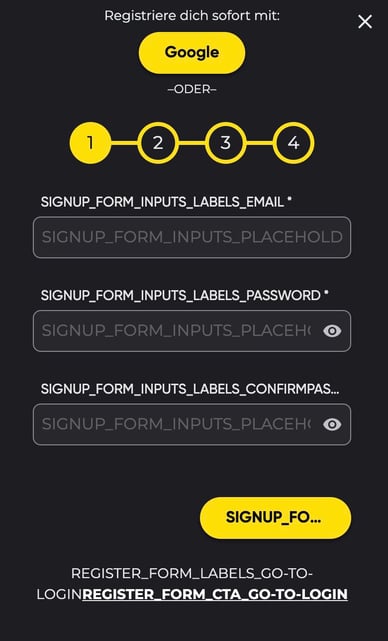 Registrierung im Casino Catspins Spielerregistrierung