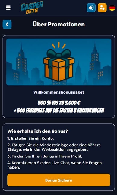 Willkommensbonus Casper Bets Casino Online