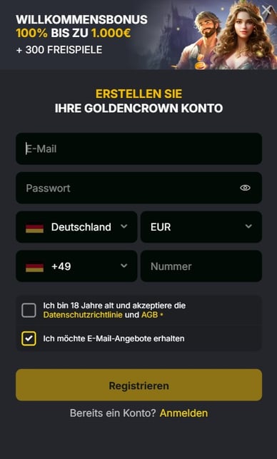 Anmeldung Goldcrown Online Casino
