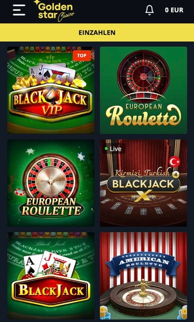 Golden Star Casino Deutschland Tischspiele
