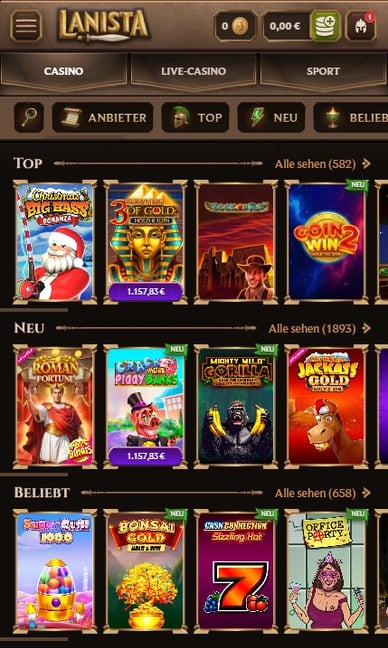 Spielautomaten in Casino Lanista Online Slots
