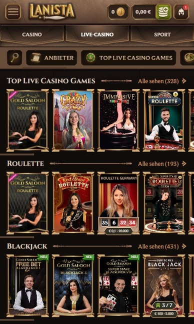 Casino mit Live Dealer Lanista Live Casino