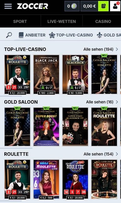 Zoccer Live Casino