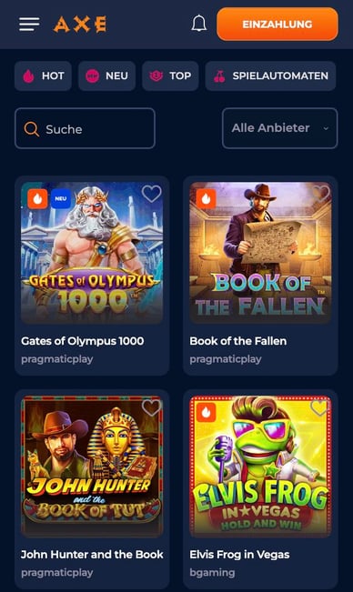 Spielautomaten in Casino Axe Online Casino Spielautomaten